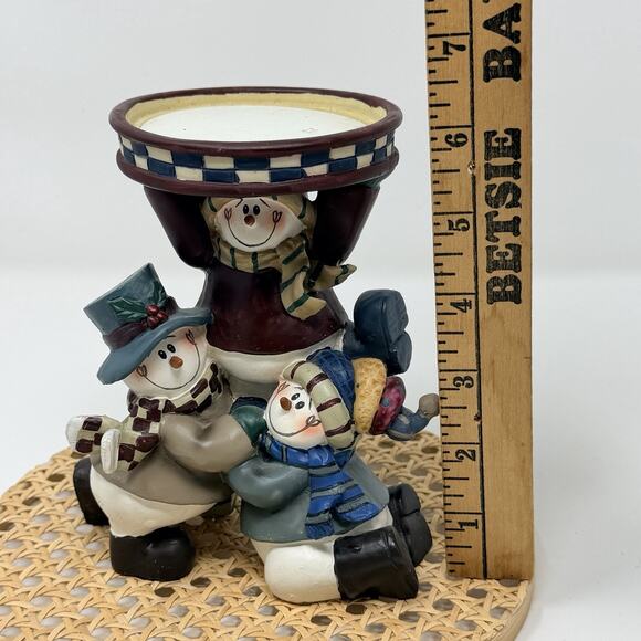 3 Snowman Pillar Candle Holder Decor Christmas Winter Holiday Decor - Picture 3 of 6